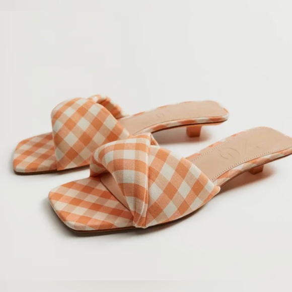 NWT Mango Heel gingham Vichy sandals - Picture 3 of 12